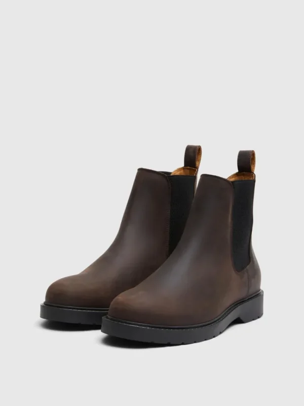 Sko>SELECTED LÆDER CHELSEA-STØVLER Brown