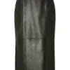 Nederdele>SELECTED LÆDER MIDINEDERDEL Black