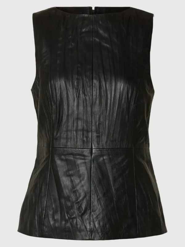 Toppe Og Bluser>SELECTED LÆDER TOP Black