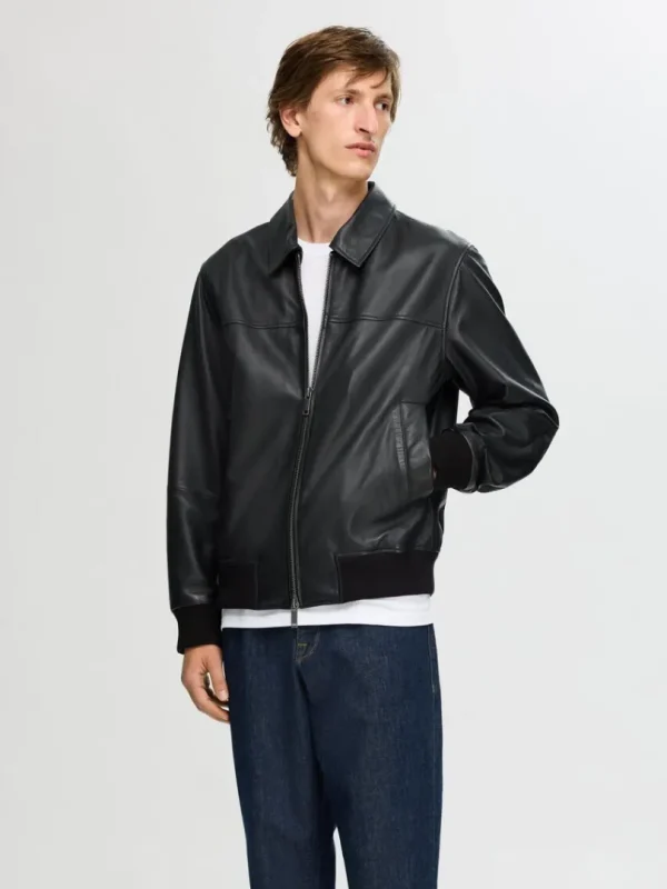 Overtøj>SELECTED 100% LÆDERJAKKE Black