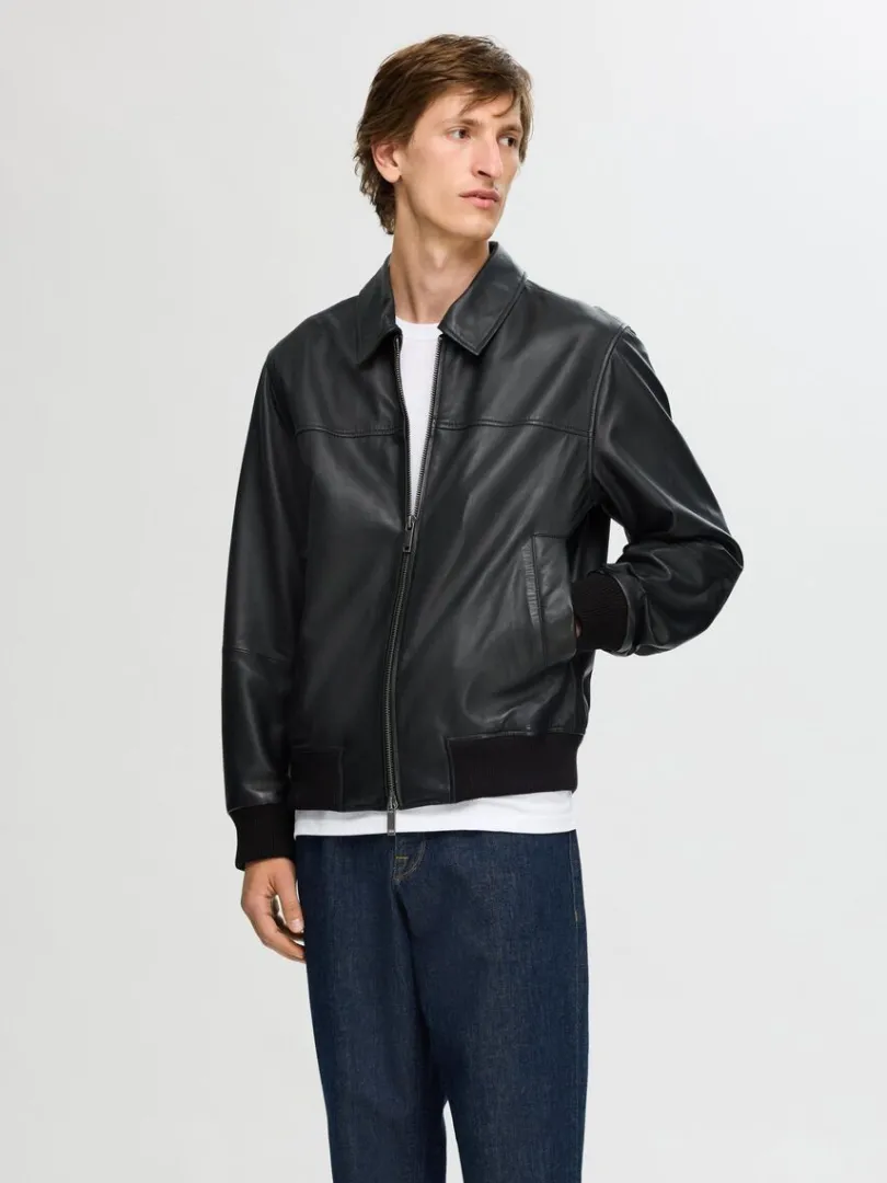 lderjakke_0.webp Overtøj>SELECTED 100% LÆDERJAKKE Black