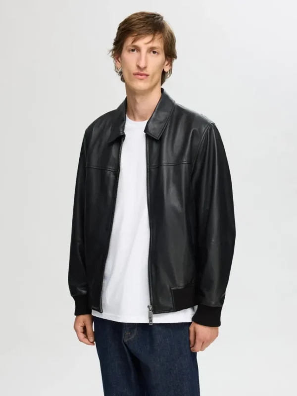 Overtøj>SELECTED 100% LÆDERJAKKE Black