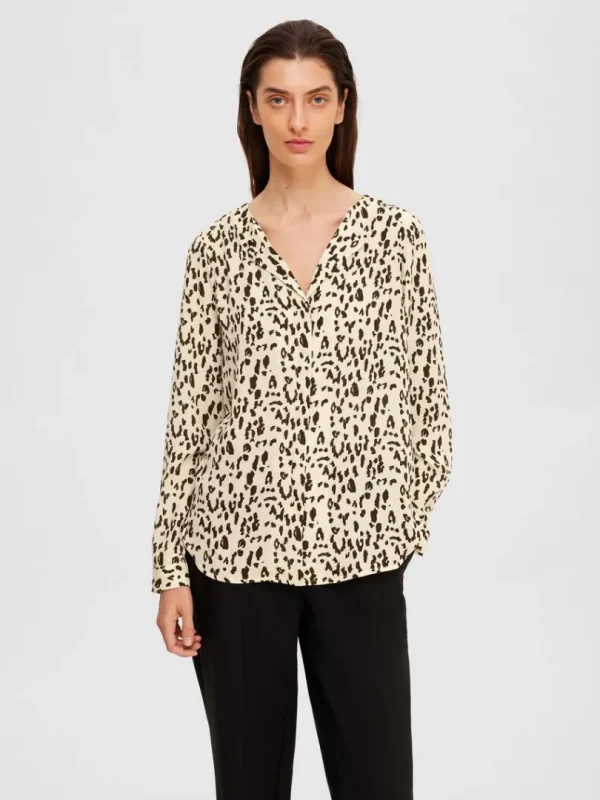 Skjorter>SELECTED LEOPARDPRINT SKJORTE Beige