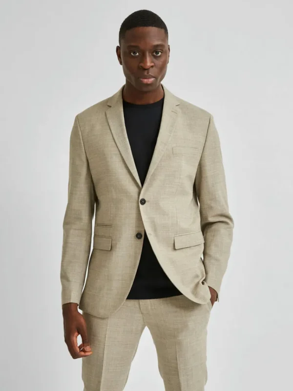 Jakkesæt & Blazers>SELECTED LET ENKELTRADET BLAZER Beige