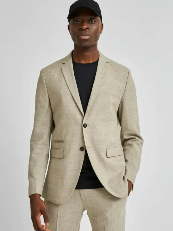 Jakkesæt & Blazers>SELECTED LET ENKELTRADET BLAZER Beige