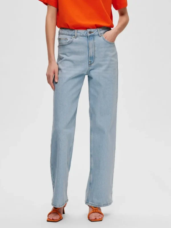 Jeans>SELECTED LIGHT WASH HØJTALJEDE JEANS Blue