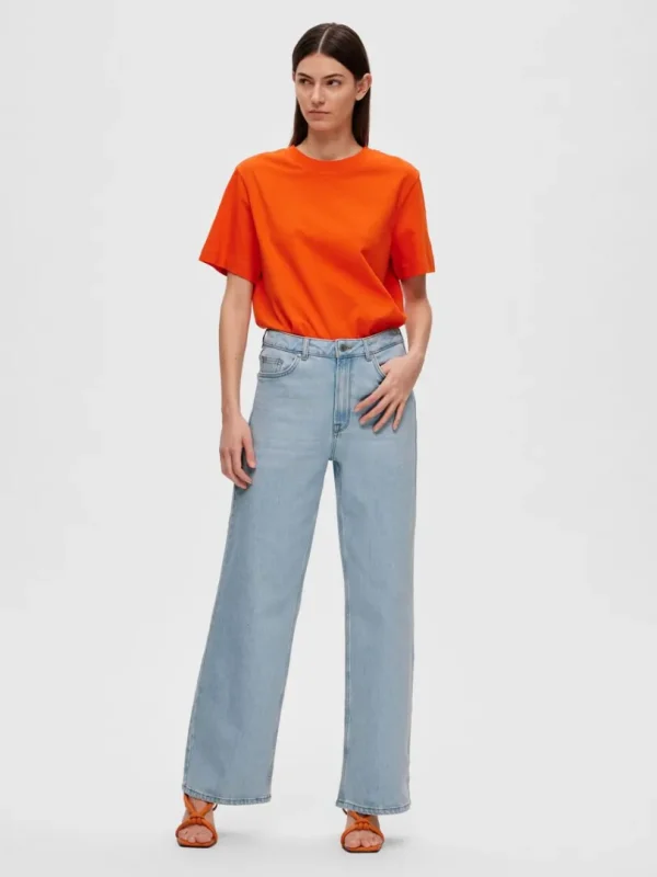 Jeans>SELECTED LIGHT WASH HØJTALJEDE JEANS Blue