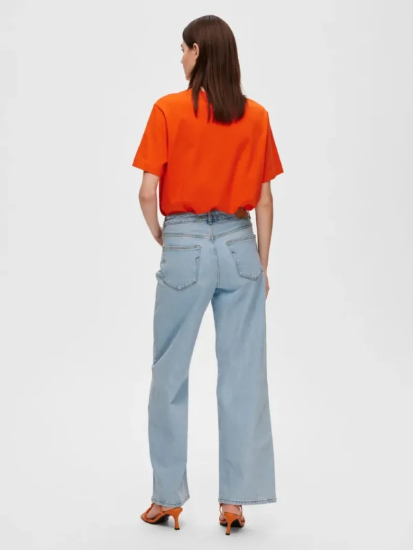 Jeans>SELECTED LIGHT WASH HØJTALJEDE JEANS Blue