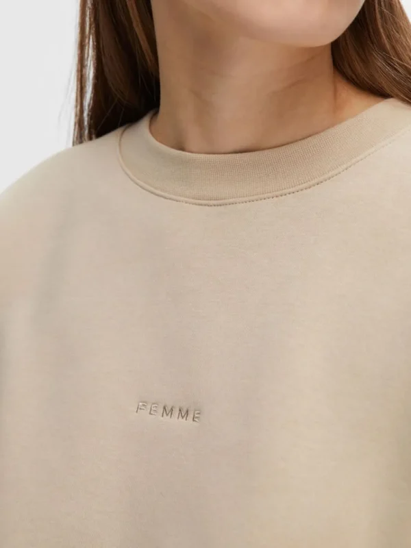Hættetrøjer & Sweatshirts>SELECTED LOGO-BRODERET SWEATSHIRT Beige