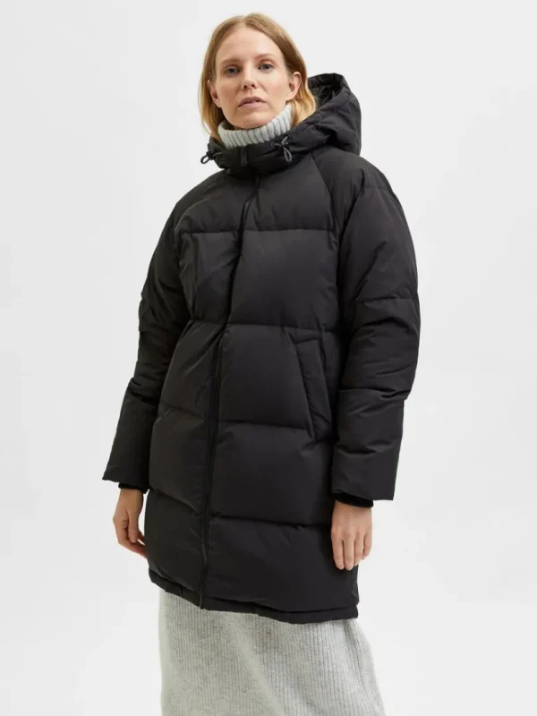 Overtøj>SELECTED LONGLINE RE:DOWN® DUNJAKKE Black