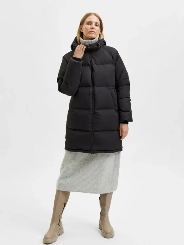 Overtøj>SELECTED LONGLINE RE:DOWN® DUNJAKKE Black