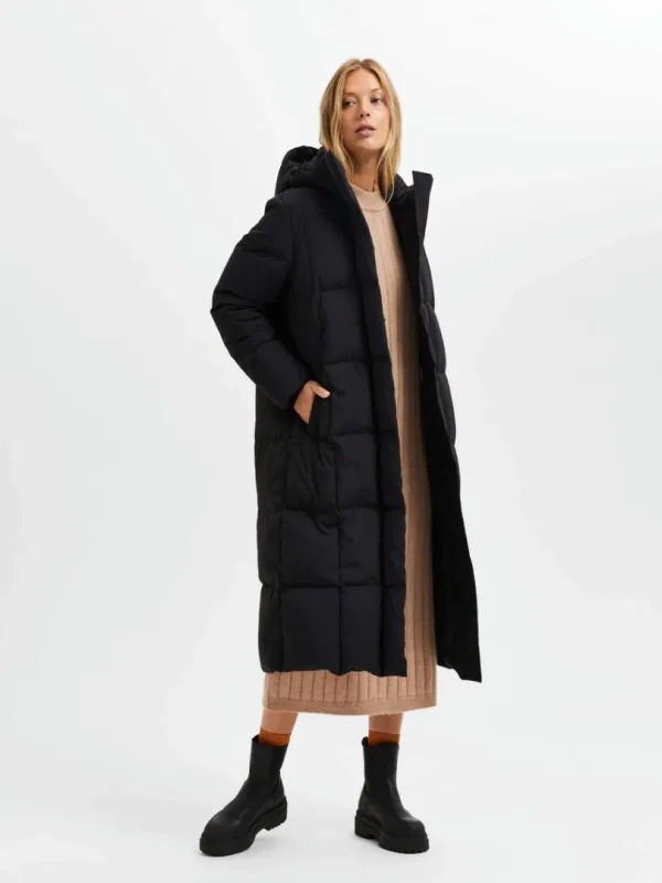 Overtøj>SELECTED LONGLINE RE:DOWN® PUFFERJAKKE Black