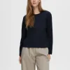 T-shirts>SELECTED LONG-SLEEVED BOXY T-SHIRT Blue