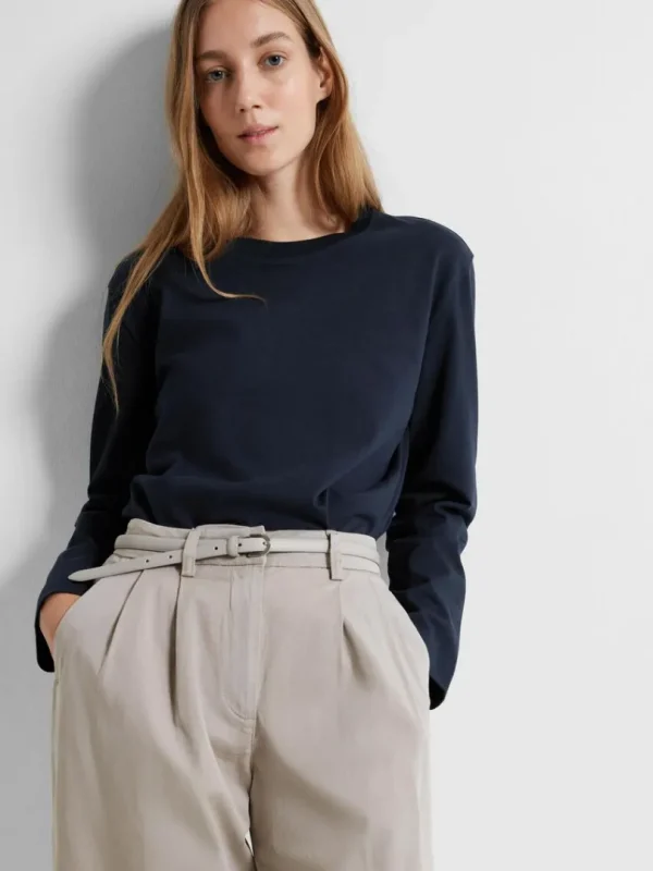 T-shirts>SELECTED LONG-SLEEVED BOXY T-SHIRT Blue