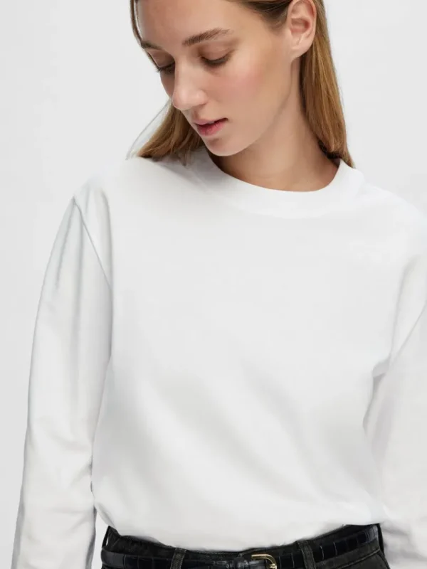 T-shirts>SELECTED LONG-SLEEVED BOXY T-SHIRT White