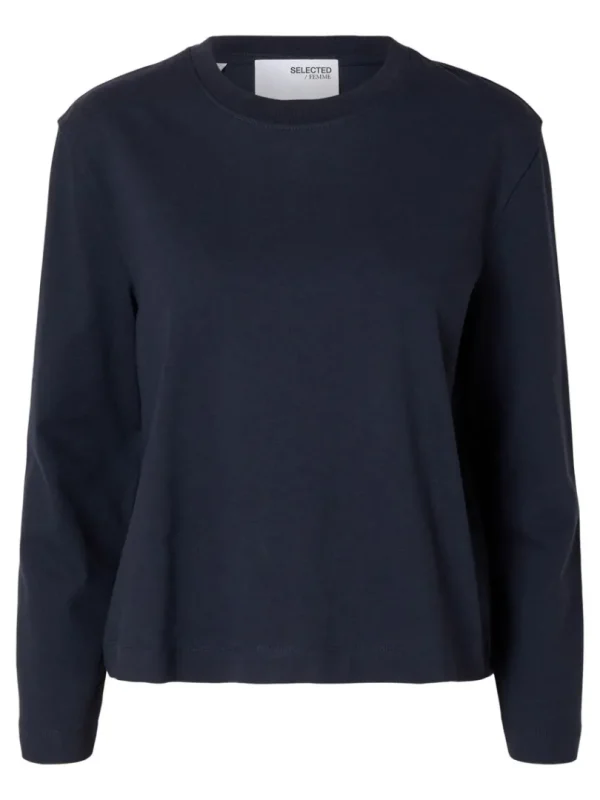 T-shirts>SELECTED LONG-SLEEVED BOXY T-SHIRT Blue