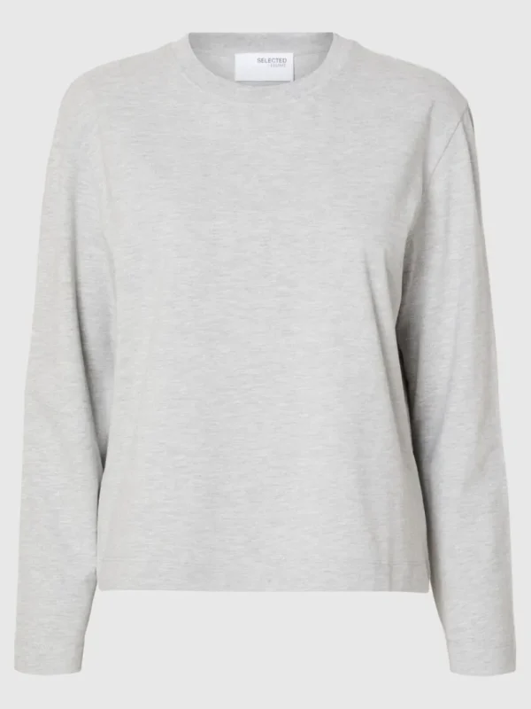 T-shirts>SELECTED LONG-SLEEVED BOXY T-SHIRT Grey