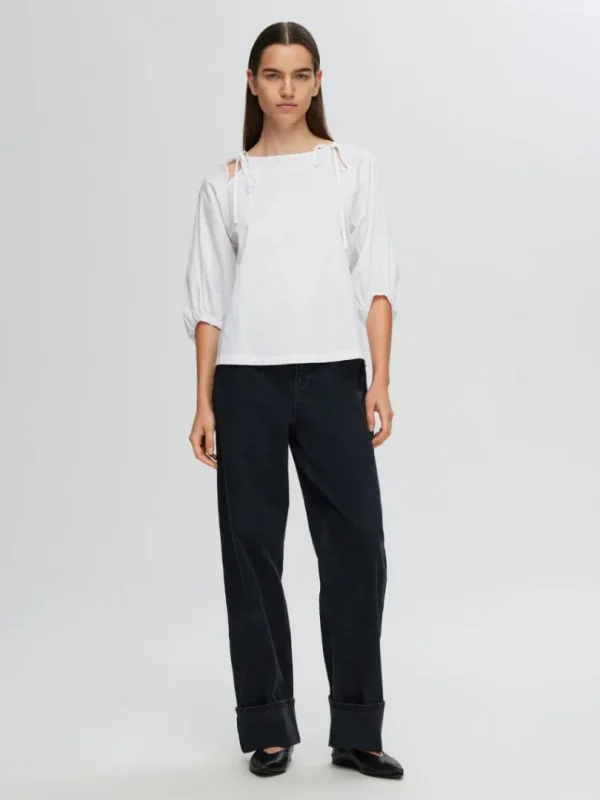 Toppe Og Bluser>SELECTED LOOSE BLUSE MED 3/4-ÆRMER White