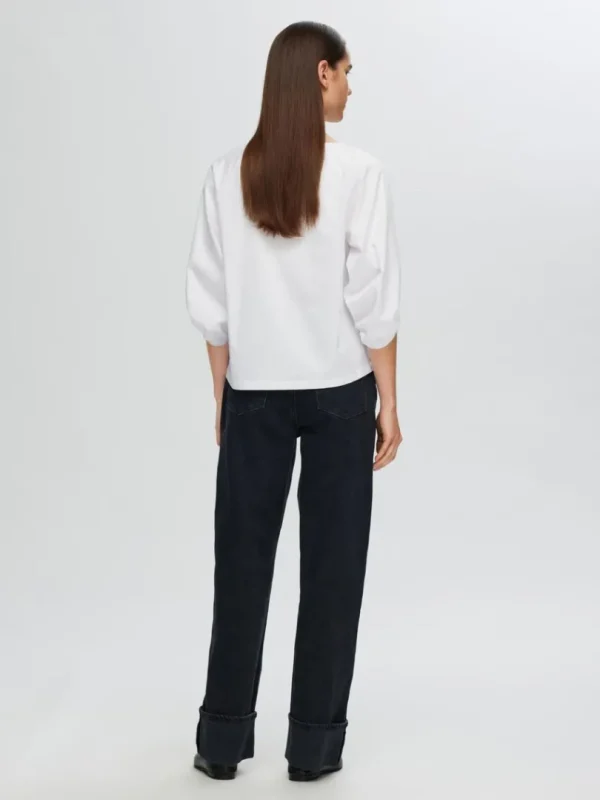 Toppe Og Bluser>SELECTED LOOSE BLUSE MED 3/4-ÆRMER White