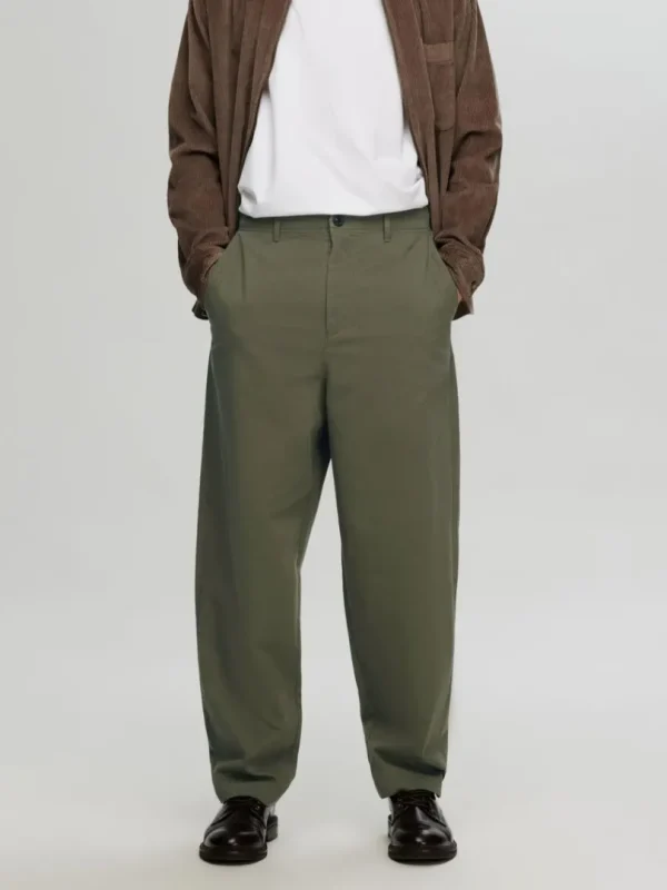 Bukser>SELECTED LOOSE BUKSER MED BARREL-FIT Green
