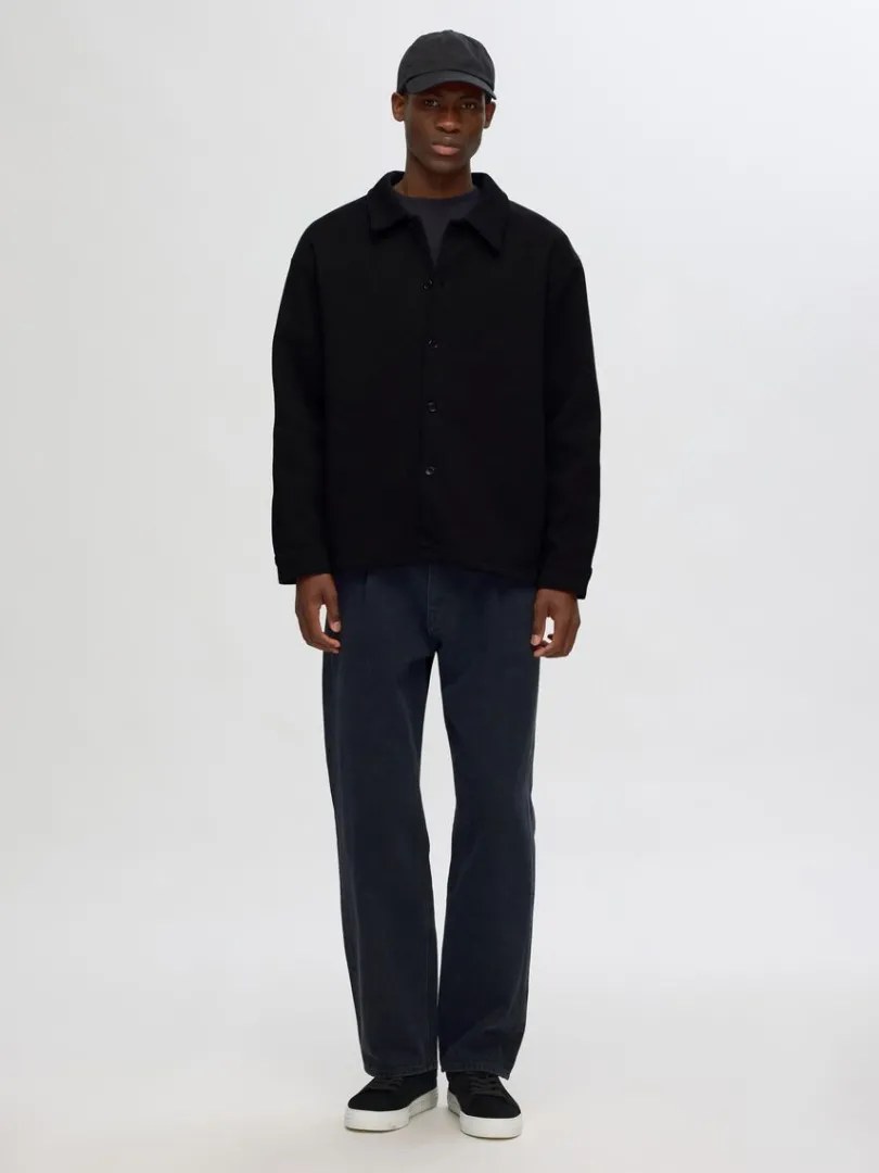 loose_fit_jakke_2.webp Skjorter>SELECTED LOOSE FIT JAKKE Black