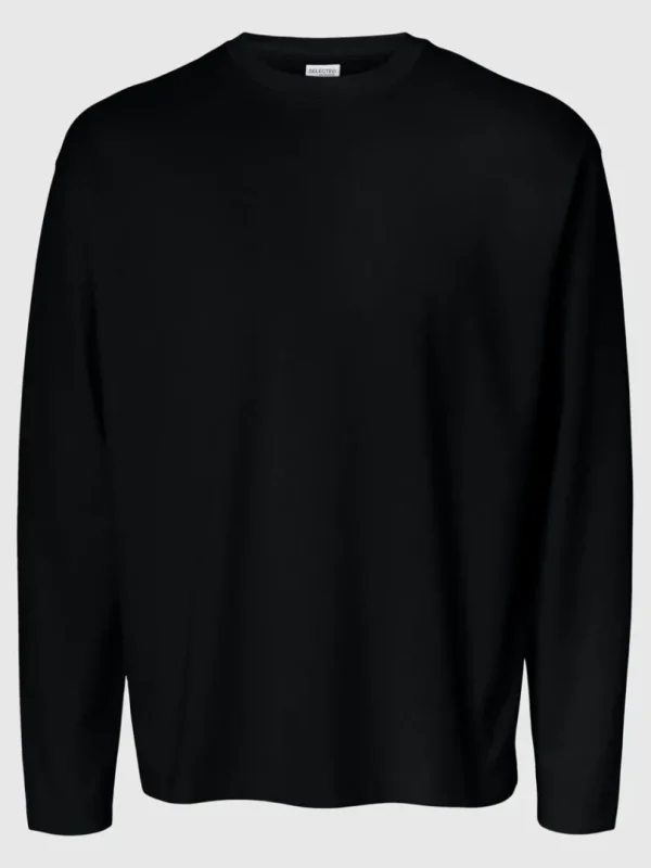 T-shirts>SELECTED LOOSE FIT LANGÆRMET T-SHIRT Black