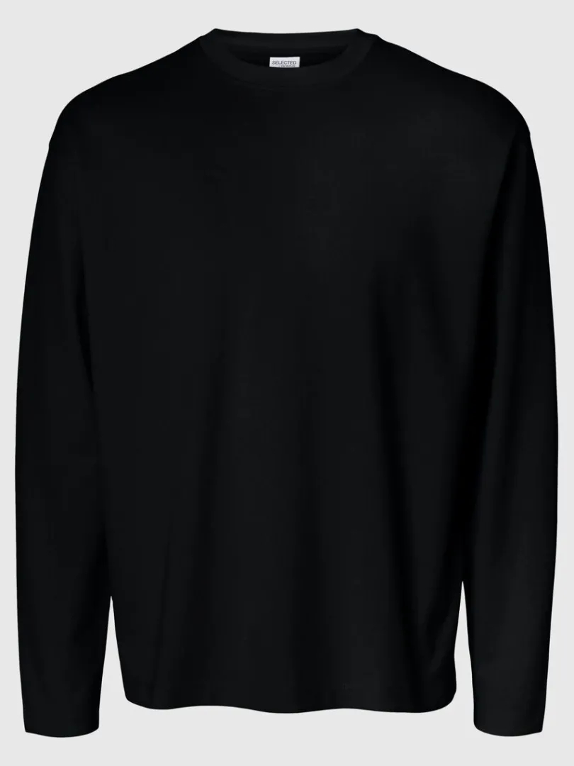 loose_fit_langrmet_tshirt_0-1.webp T-shirts>SELECTED LOOSE FIT LANGÆRMET T-SHIRT Black