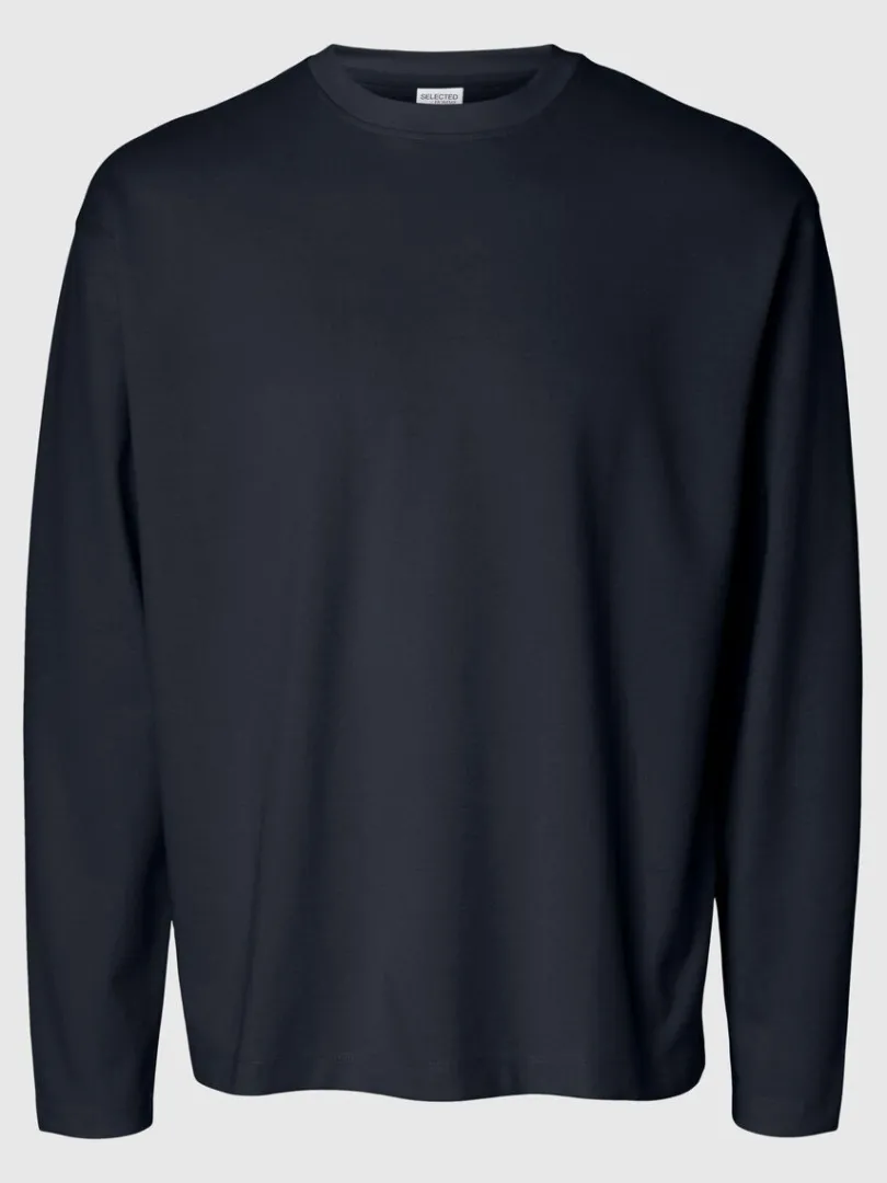 loose_fit_langrmet_tshirt_0-2.webp T-shirts>SELECTED LOOSE FIT LANGÆRMET T-SHIRT Blue