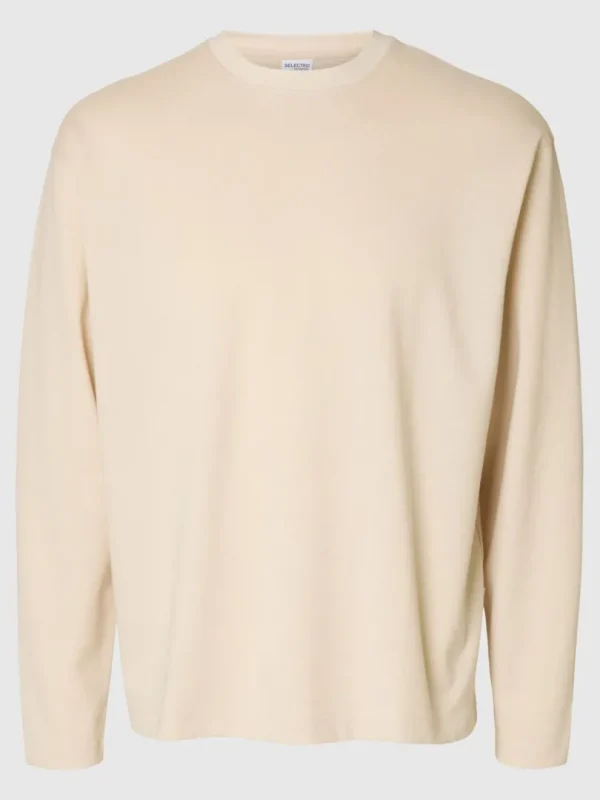 T-shirts>SELECTED LOOSE FIT LANGÆRMET T-SHIRT Beige