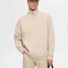 Hættetrøjer & Sweatshirts>SELECTED LOOSE FIT MED LYNLÅS SWEATSHIRT Beige