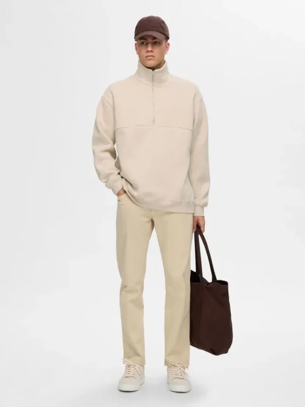 Hættetrøjer & Sweatshirts>SELECTED LOOSE FIT MED LYNLÅS SWEATSHIRT Beige