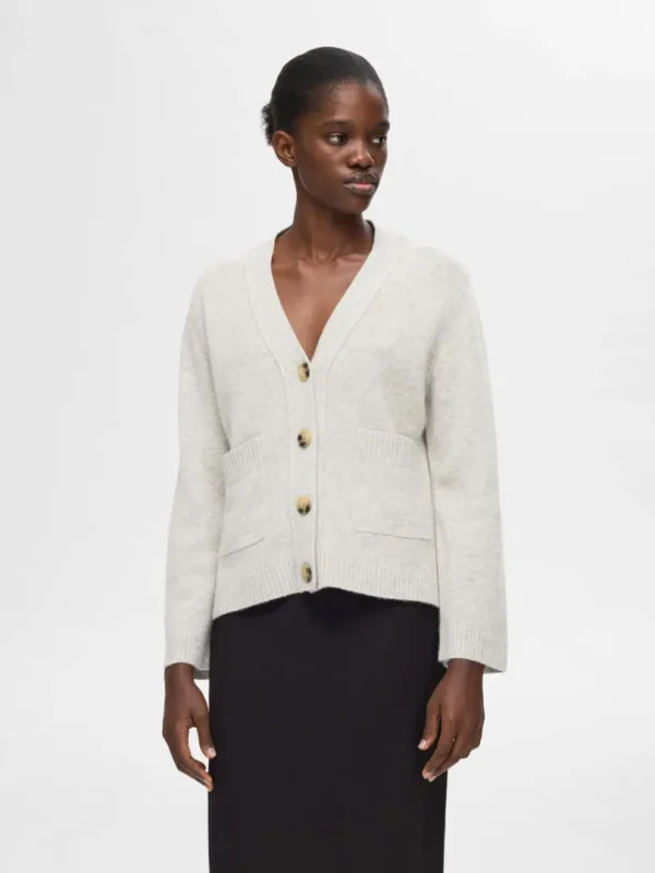 Strik>SELECTED LOOSE FIT STRIKKET CARDIGAN Grey