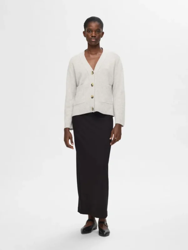 Strik>SELECTED LOOSE FIT STRIKKET CARDIGAN Grey