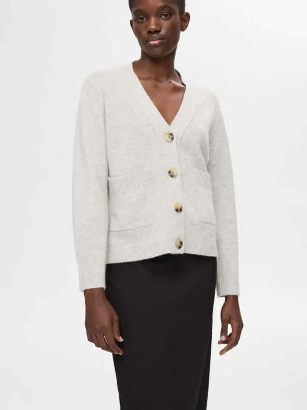 Strik>SELECTED LOOSE FIT STRIKKET CARDIGAN Grey