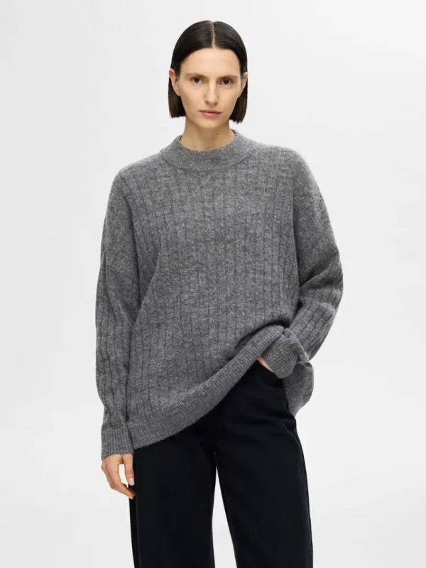 Strik>SELECTED LOOSE FIT STRIKTRØJE Grey