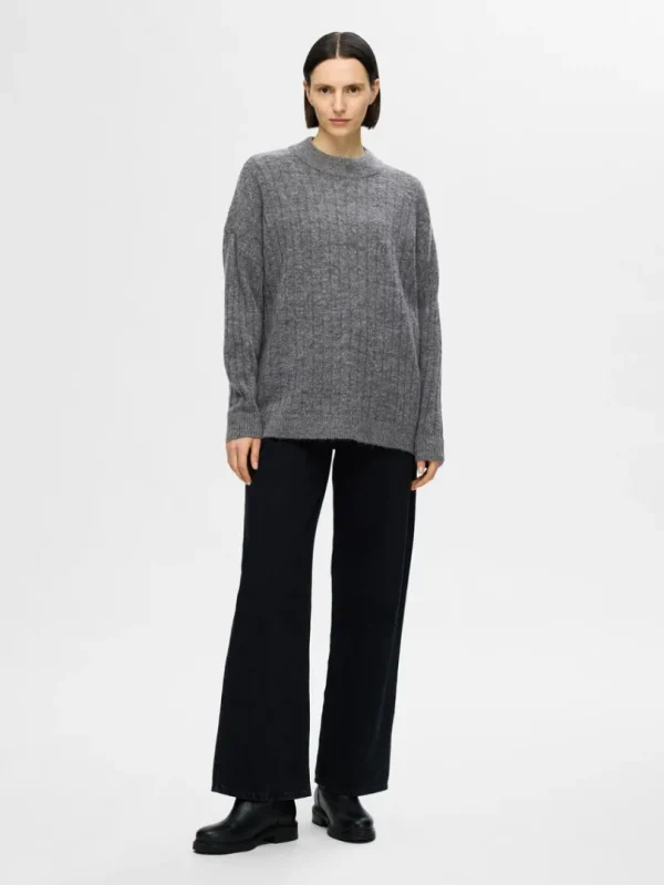 Strik>SELECTED LOOSE FIT STRIKTRØJE Grey