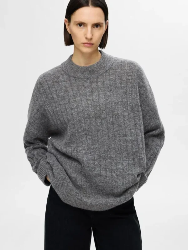 Strik>SELECTED LOOSE FIT STRIKTRØJE Grey