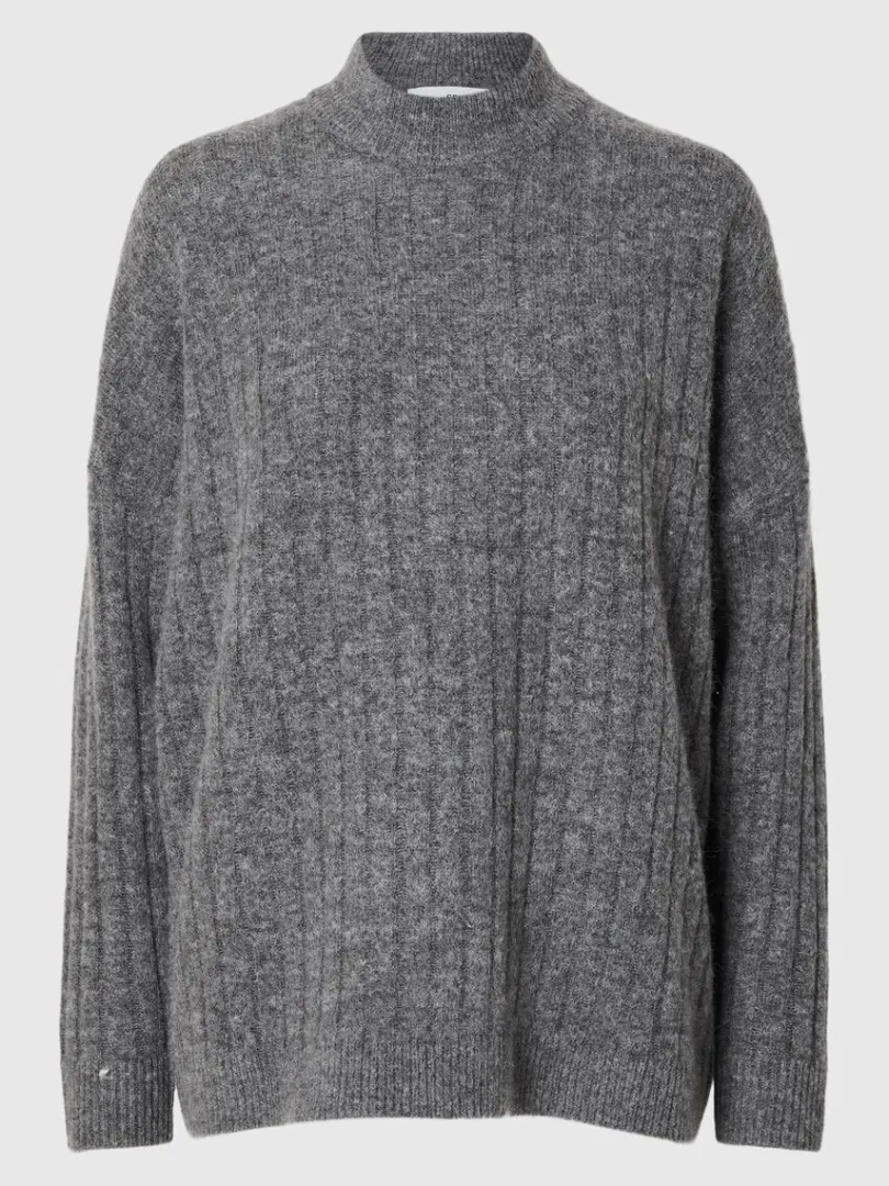 loose_fit_striktrje_5.webp Strik>SELECTED LOOSE FIT STRIKTRØJE Grey