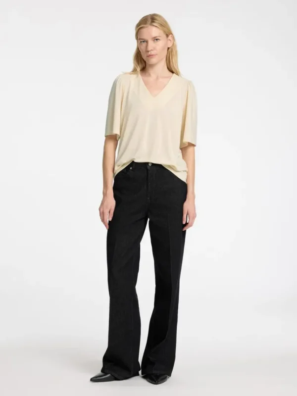 Toppe Og Bluser>SELECTED LOOSE FIT TOP MED V-HALS Beige