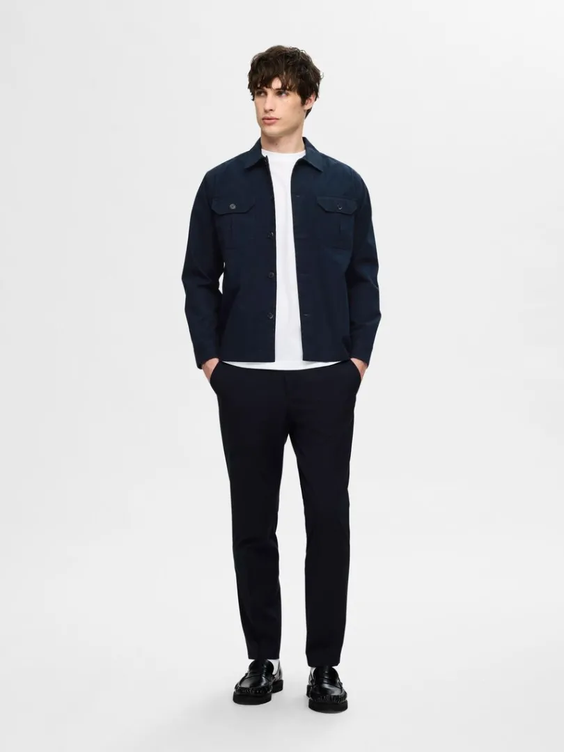 ls_bomuld_overshirt_2.webp Overtøj | Skjorter>SELECTED LØS BOMULD OVERSHIRT Blue