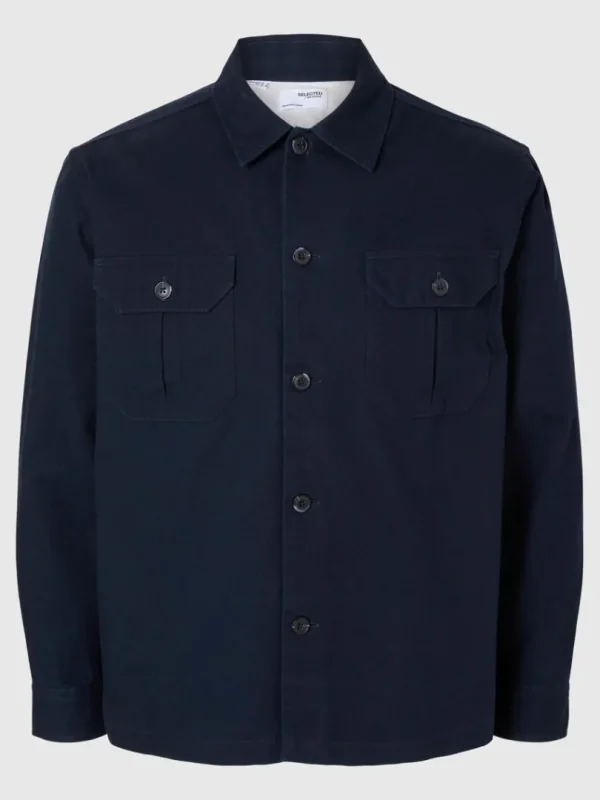 Overtøj | Skjorter>SELECTED LØS BOMULD OVERSHIRT Blue