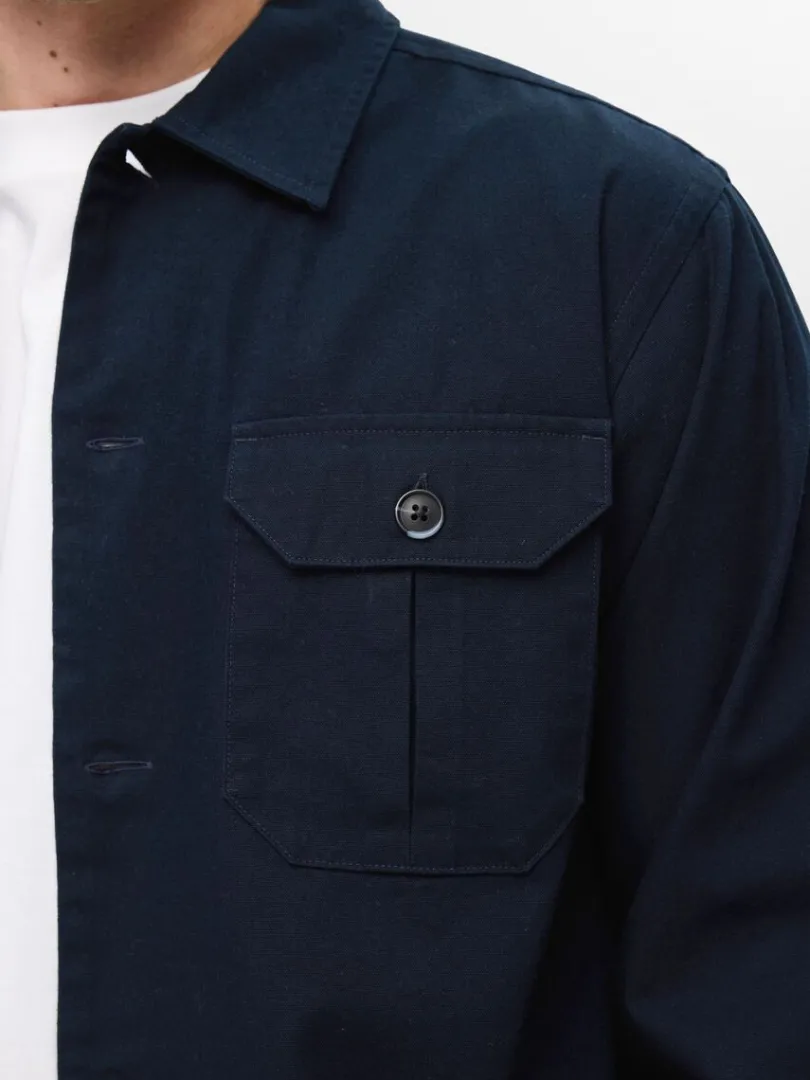 ls_bomuld_overshirt_5.webp Overtøj | Skjorter>SELECTED LØS BOMULD OVERSHIRT Blue