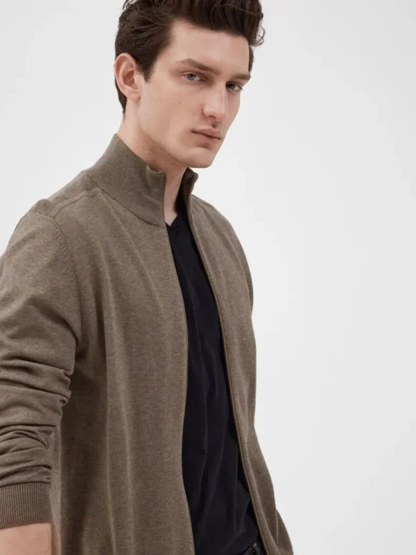 Strik>SELECTED LYNLÅS CARDIGAN Brown