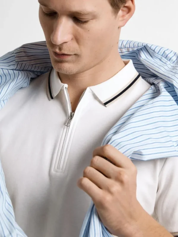 Poloer>SELECTED LYNLÅS POLO White