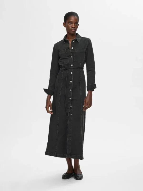 Kjoler>SELECTED MAXI DENIMKJOLE Black