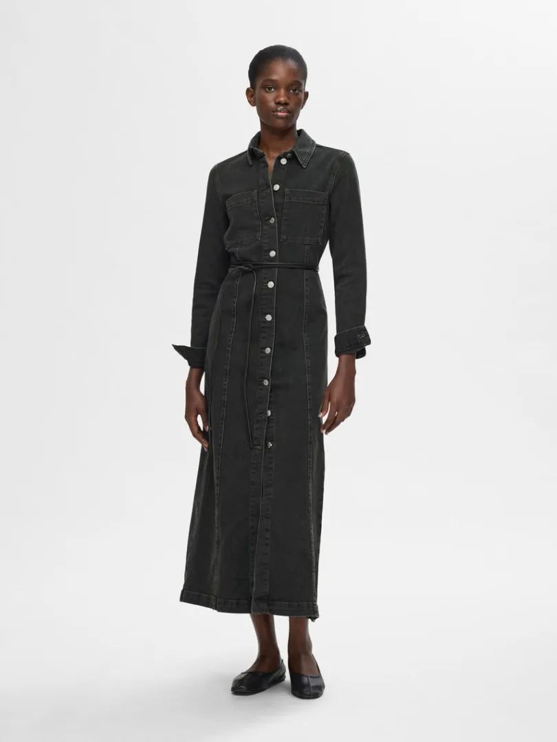 maxi_denimkjole_1.webp Kjoler>SELECTED MAXI DENIMKJOLE Black