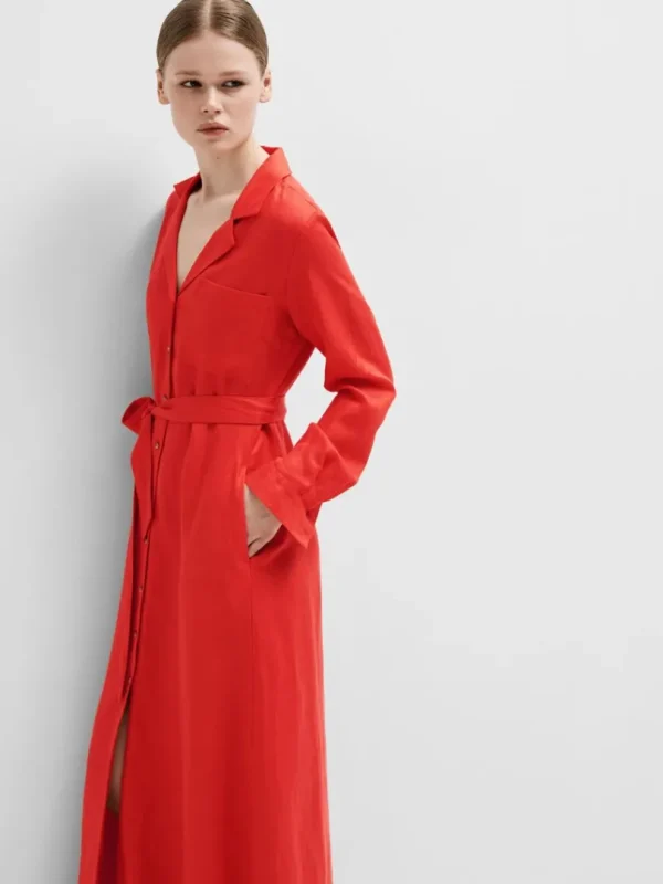 Kjoler>SELECTED MAXI SKJORTEKJOLE Red