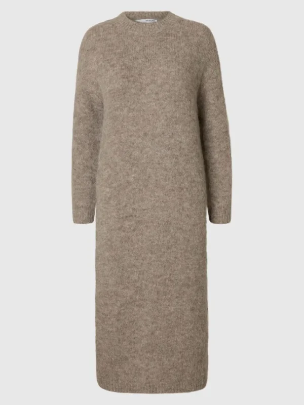Kjoler | Strik>SELECTED MAXI STRIKKET KJOLE Grey