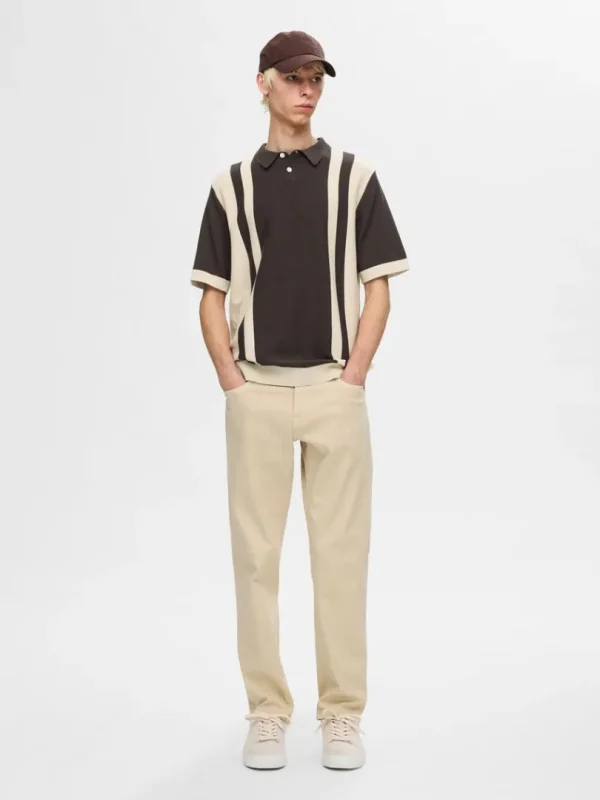 Poloer | Strik>SELECTED MED FARVEBLOKKE STRIKKET POLOSHIRT Brown