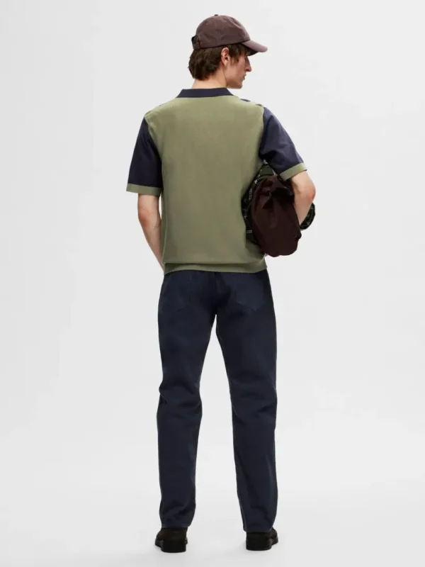 Poloer | Strik>SELECTED MED FARVEBLOKKE STRIKKET POLOSHIRT Blue